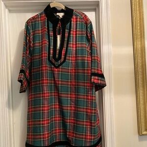 entro Green and Red Plaid Dress with Black Trim